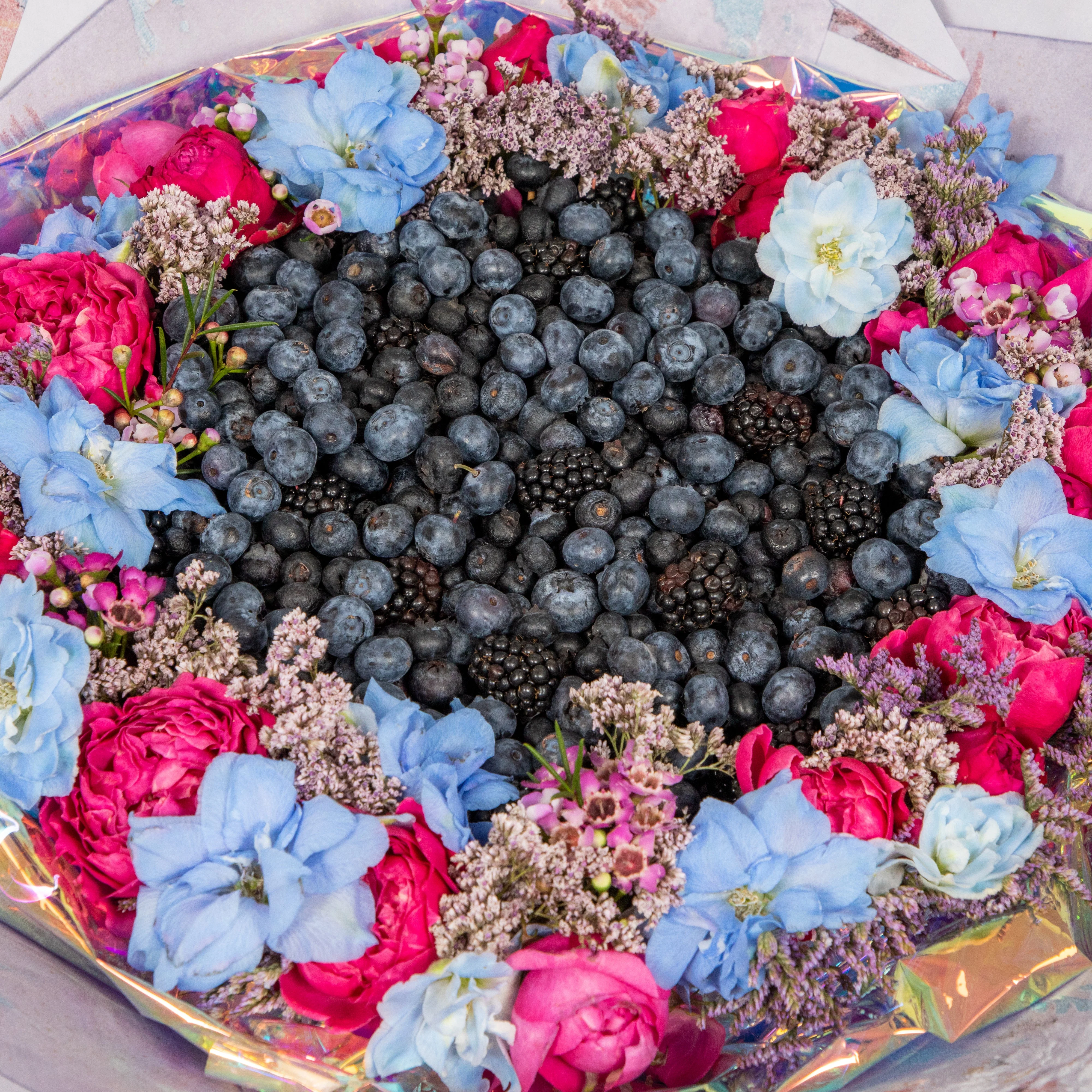 Celebration Spirit Fruit & Flower Bouquet (Purple) - Image 2
