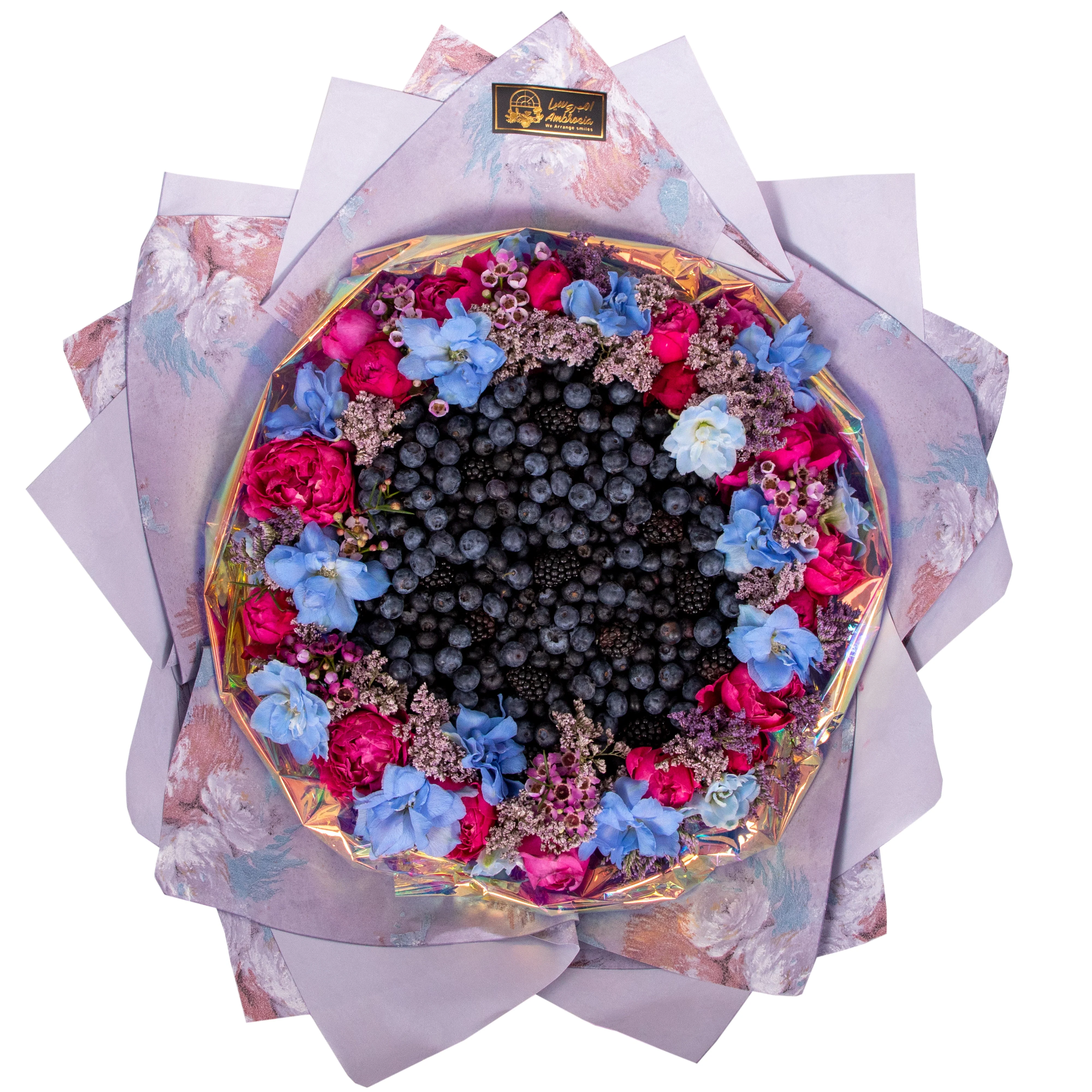 Celebration Spirit Fruit & Flower Bouquet (Purple) - Image 3