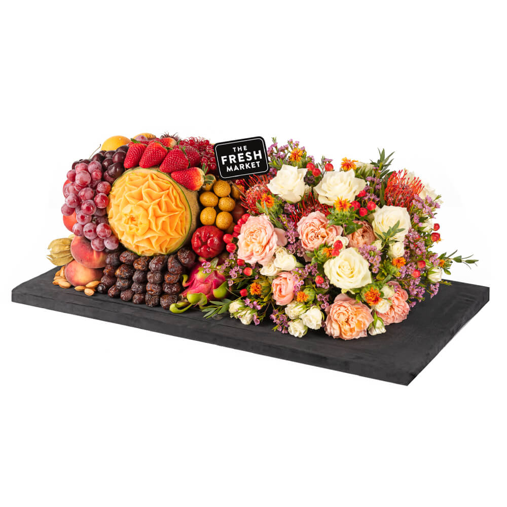 Half Flowers & Half Fruits Arrangement - Image 6